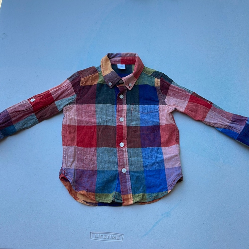 Baby Gap plaid linen button down 2T